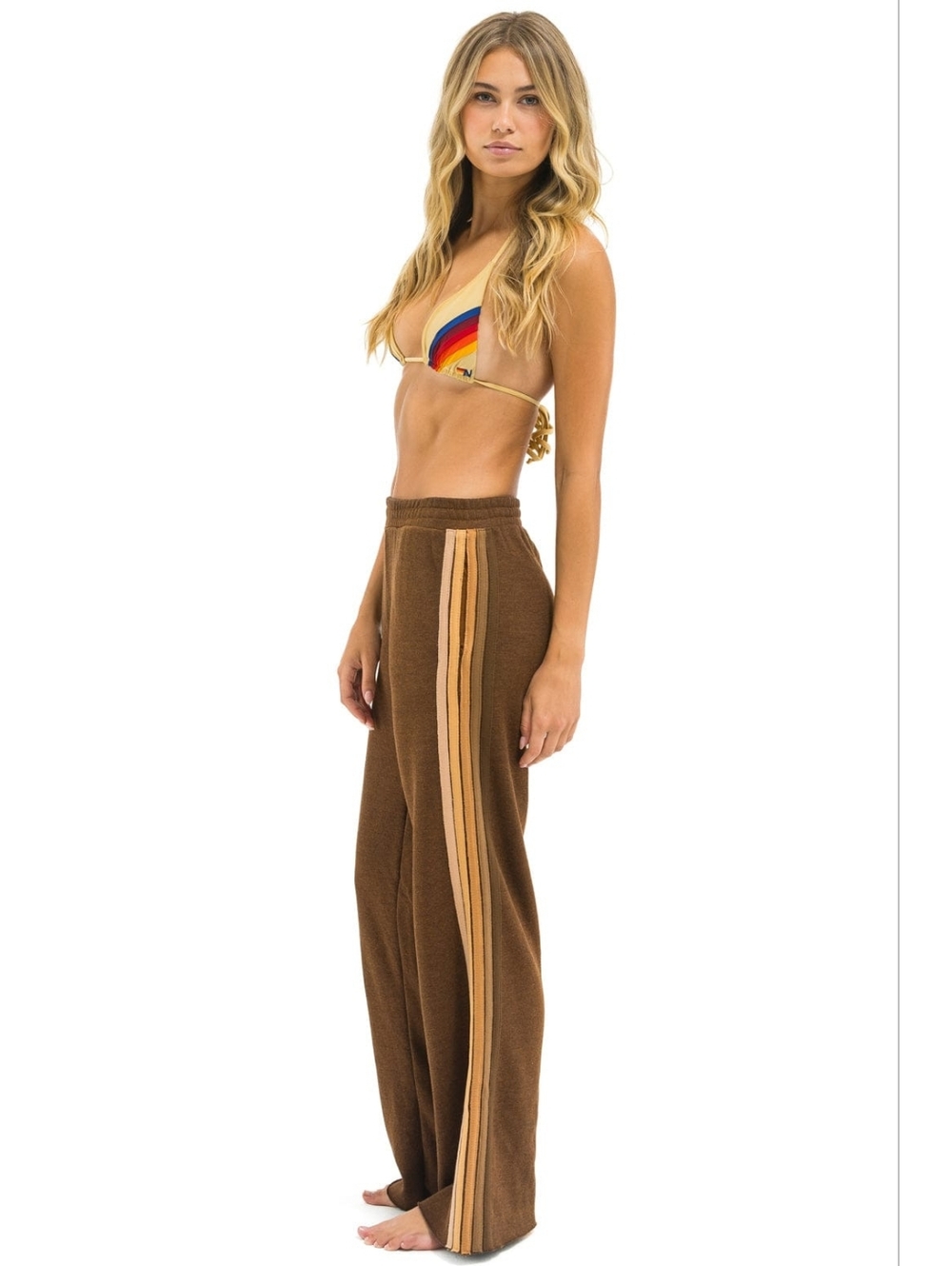 Aviator 5 STRIPE WIDE LEG POCKET SWEATPANTS - CHOCOLATE // ESPRESSO
